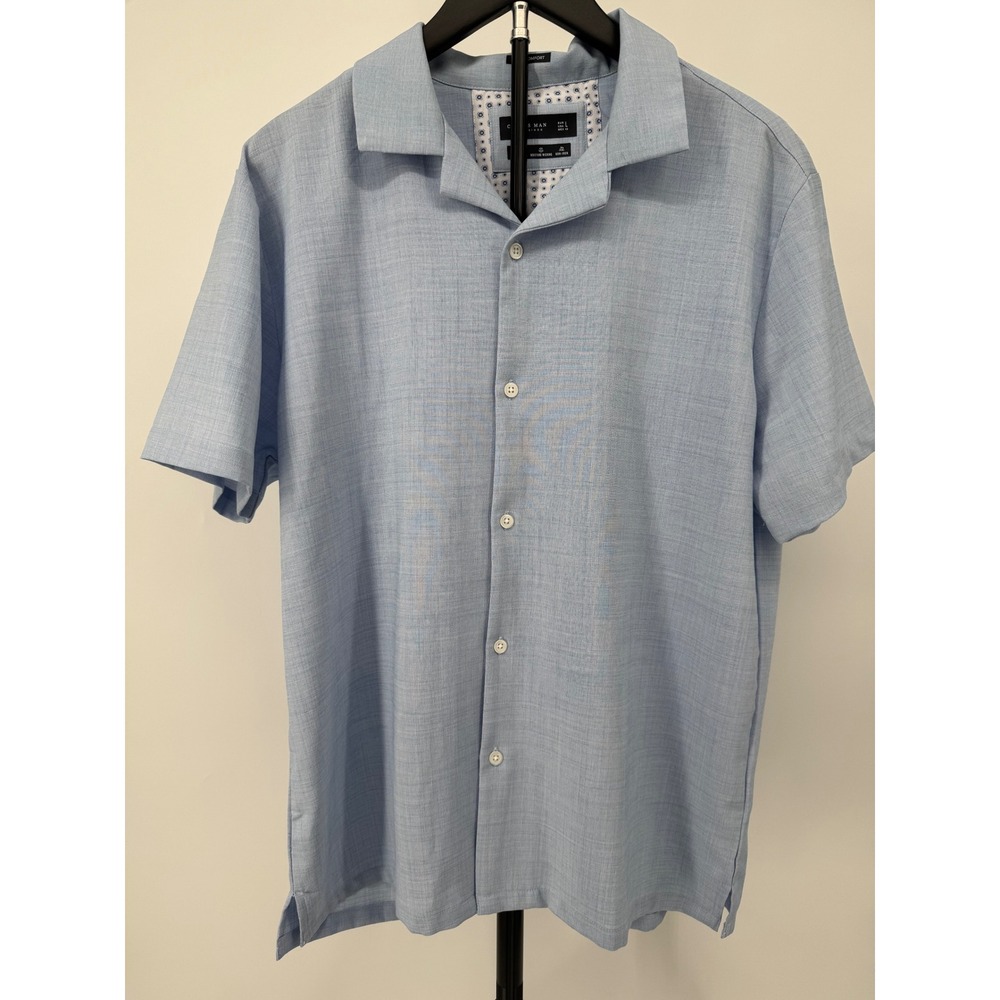 Cactus Man Ricky Singh Tech Comfort Shirt Mens Large Blue Short Sleeve Stretch